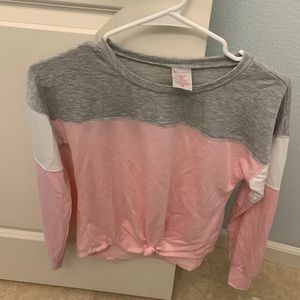 NoBO light long sleeve knot In the front pink gray and white